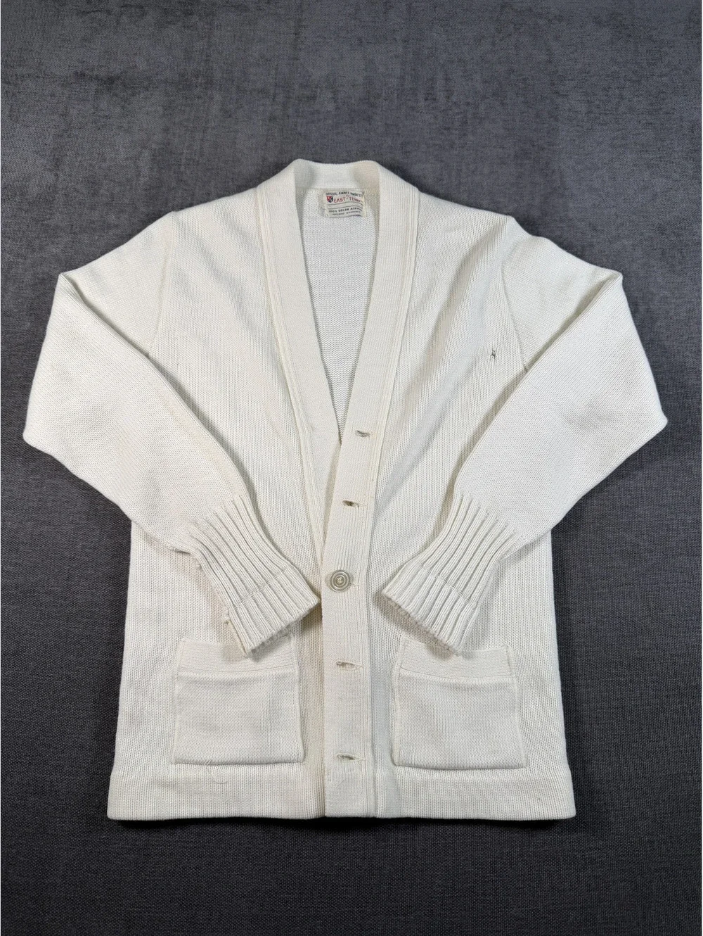 Vintage Cream Knit Cardigan Sweater with Pockets